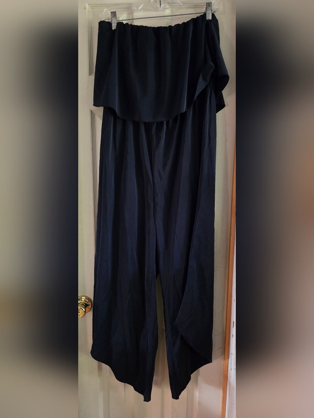 Womens Navy Wide-Leg Strapless Jumpsuit